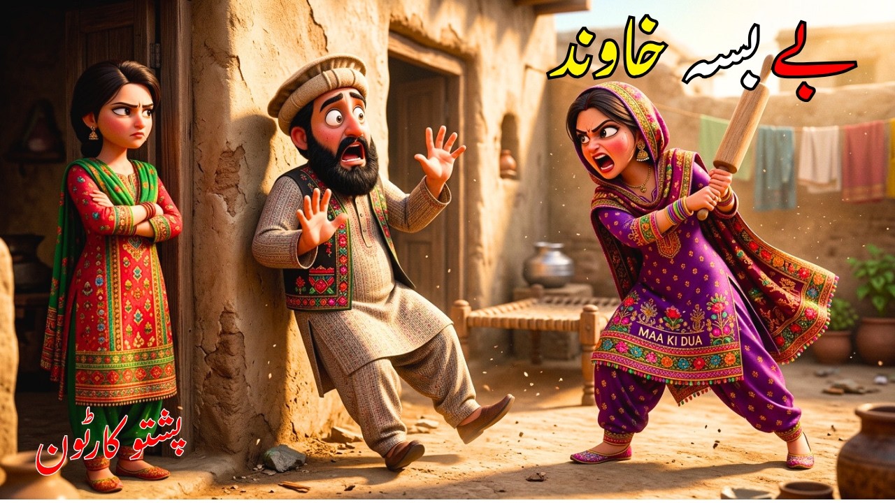 بے بسہ خاوند | Poshto Cartoon |  A Powerless HUSBAND