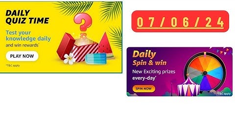 Daily Quiz Time Amazon 7 June 2024 || Daily Quiz Answers Today Amazon || Daily Spin and Win Quiz Ama