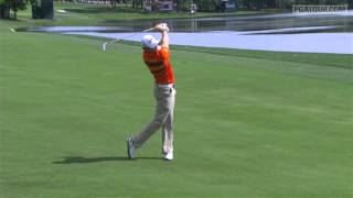 McIlroy's approach on No. 4 in Round 4 of Wells Fargo