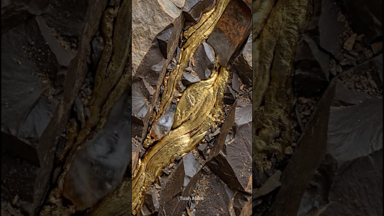 From Hidden Gold Vein to Pure Gold Bar 🔨✨ | Breaking Stone to Reveal Pure Gold — ASMR Satisfying