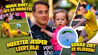 Noah doet uit de hoogte. Meester Jesper leert bij. Sebas ziet ze vliegen. Zoontje Kelly/ Noah scoort