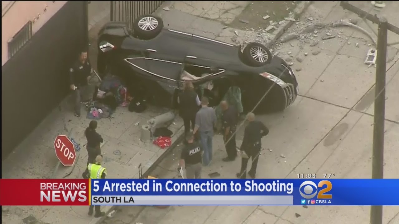 2 Shot, 5 Arrested After Chase Ends With Crash In South LA - YouTube