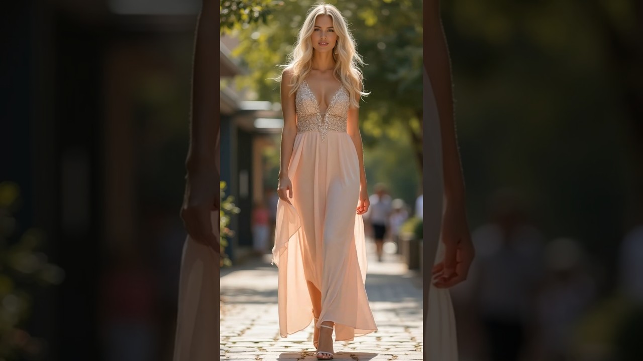 Street Elegance in a Flowing Sequin Dress 🌸