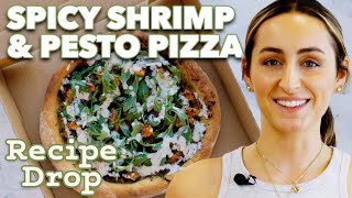 No-Knead Pizza with Spicy Shrimp & Pesto | Recipe Drop | Food52