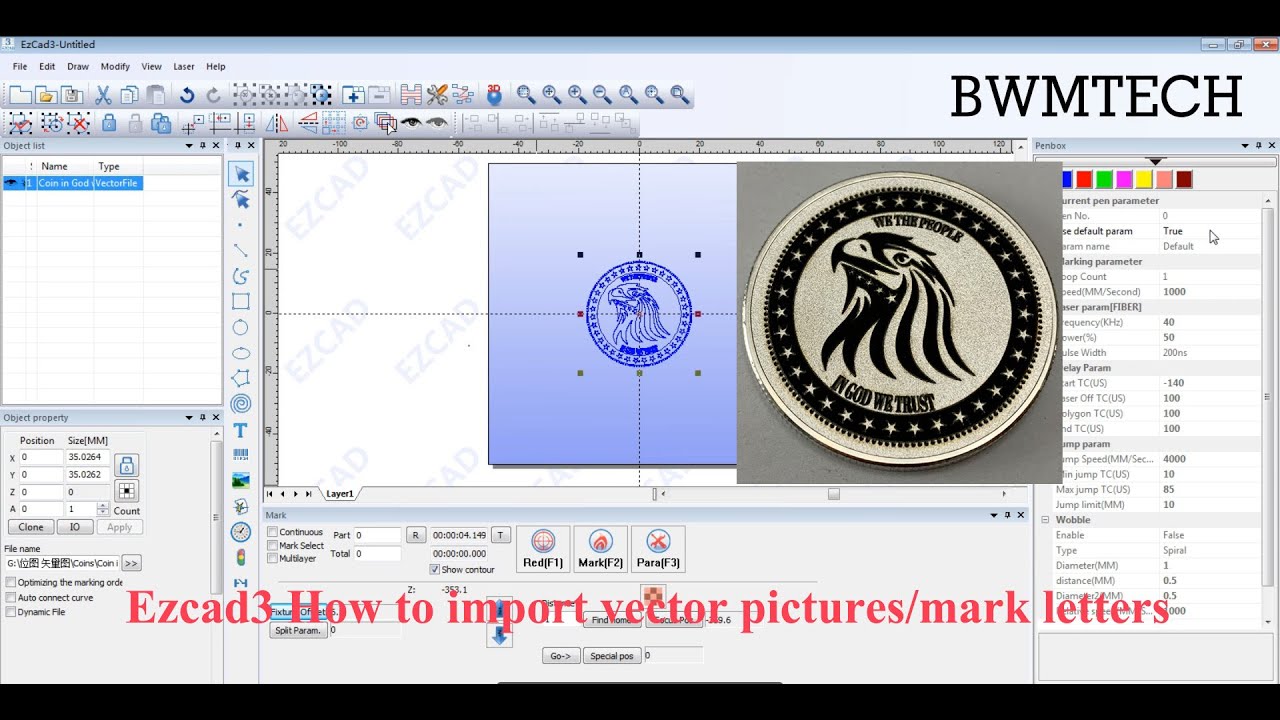 Ezd File Ezcad3 tutorial how to import vector picture and mark letters/fiber ...
