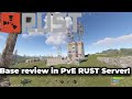 Reviewing our own base in PvE Vanilla RUST server. (has swimming pools with "broken leg" jump.)
