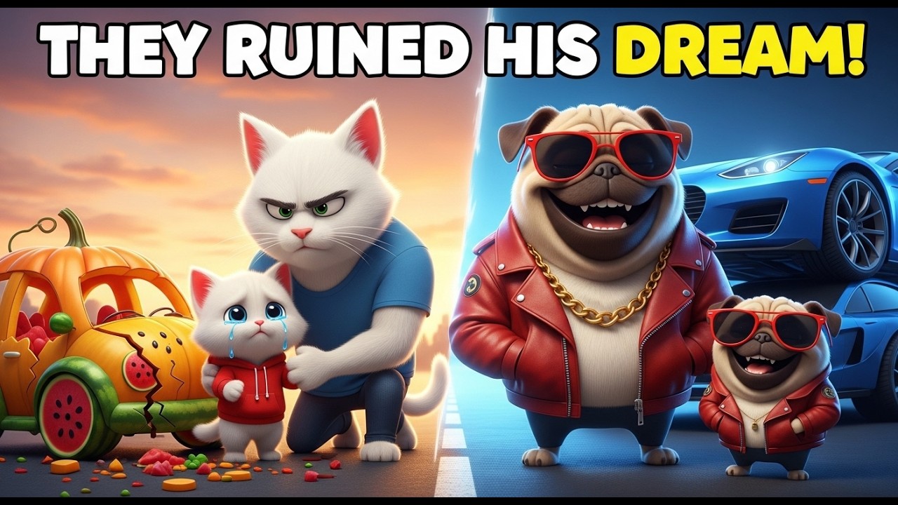 They Ruined His Dream! 😭 | Fruit Car Crash Story | Emotional Cat vs Pug Cartoon
