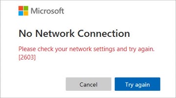 OneDrive Sign-In Error - No Network Connection Error - Error Code 2603 - Fix