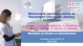 Formation U-SEEM: principaux médicaments injectables en réanimation - CHU Dijon