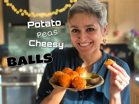 POTATO PEAS CHEESY BALLS  Vegetarian snacks  Alu matar  Diwali food  Food with Chetna