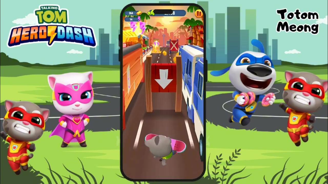 Talking Tom Hero Gold Run Splashy Tom vs Neon Angela vs Deputy Hank