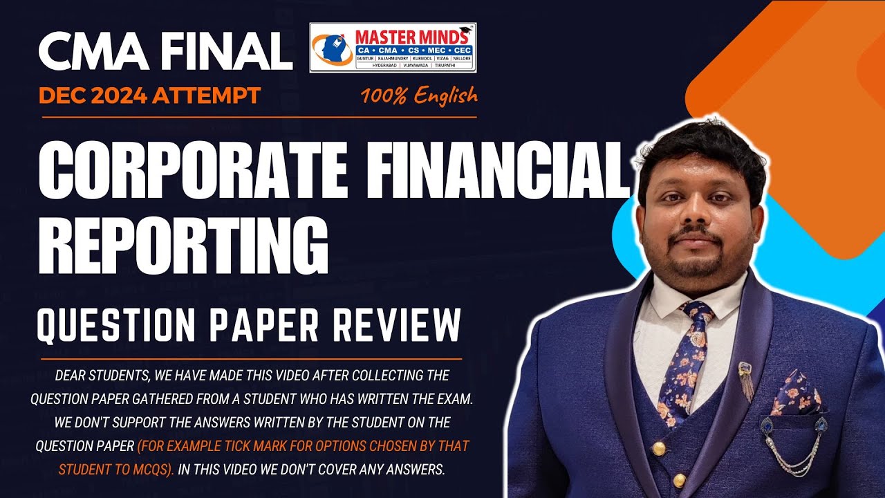 CMA Final | Corporate Financial Reporting | Dec 24 | Question Paper ...
