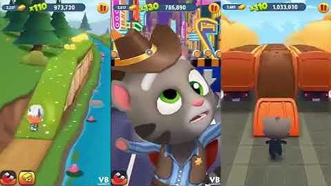 Talking Tom Gold Run Hawaiian Hank vs Cowboy Tom vs Agent Tom