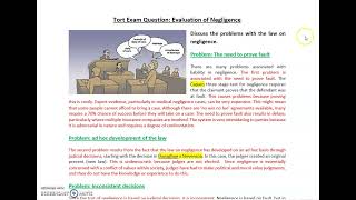 Exam Question: Evaluation of negligence in tort