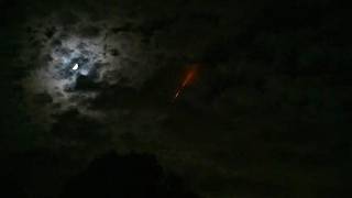 Orange Beam of Light Traveling Upwards in south of Tijeras, NM