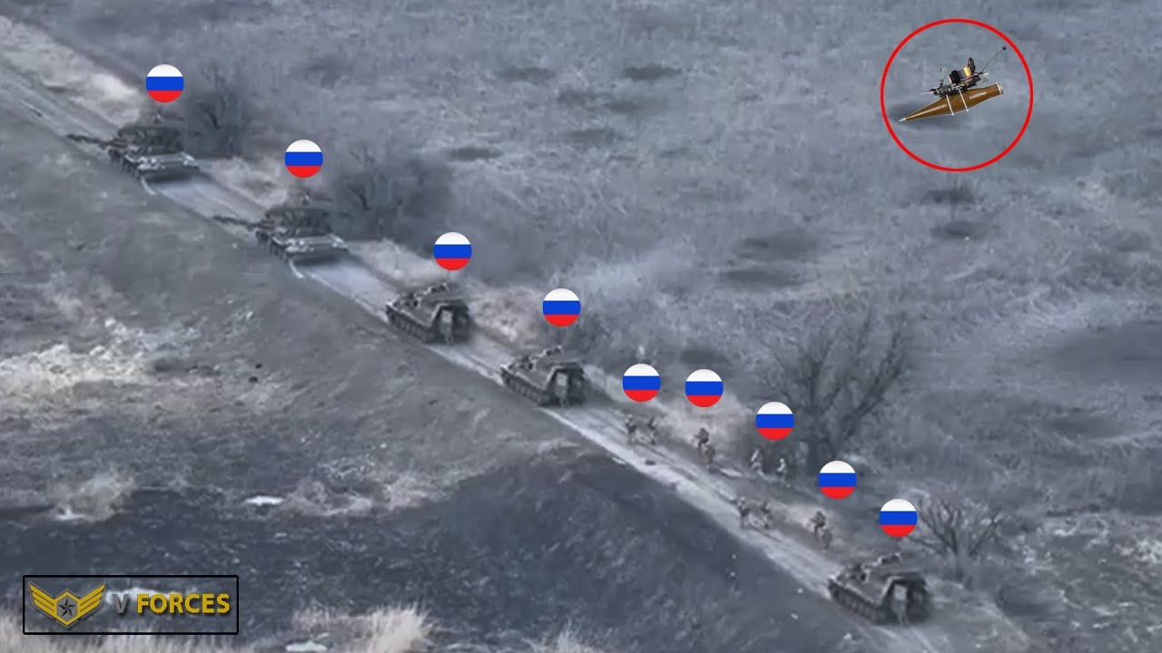 How Ukrainian Forces FPV Drones Destroy Russian convoy of armored ...