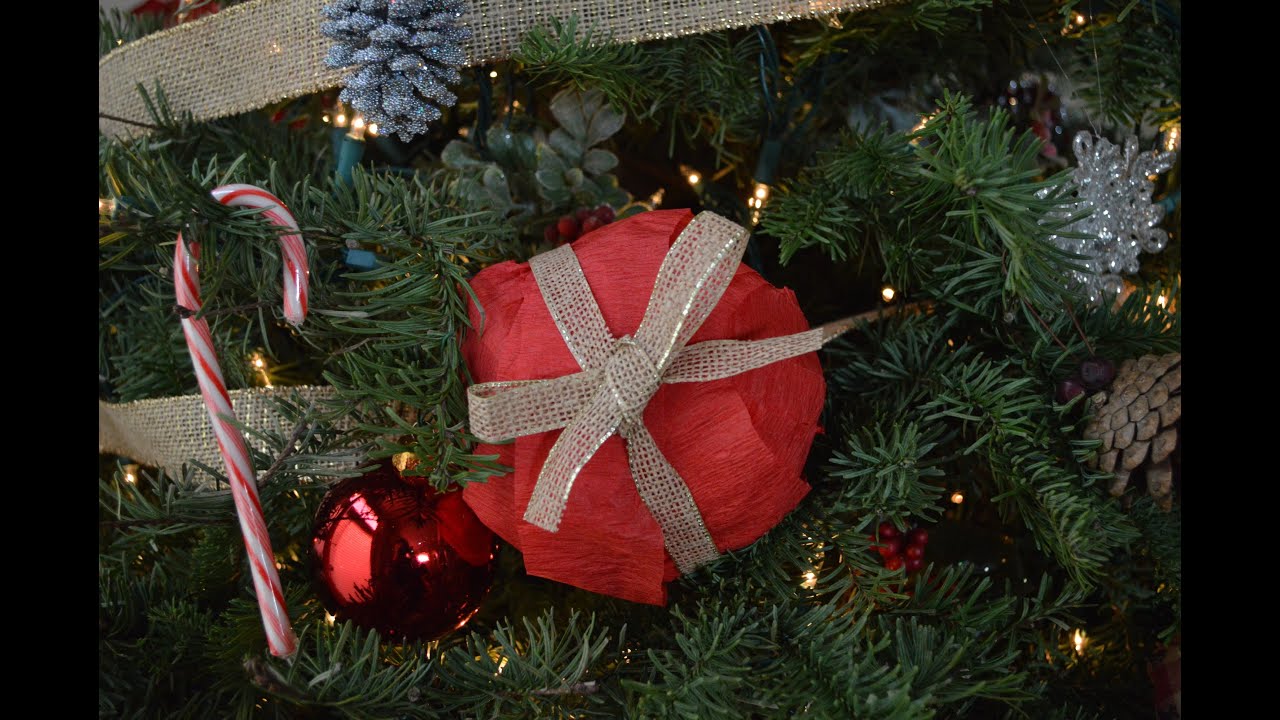 DIY Easy Christmas Gift Wrapping Crepe Paper Ball! YouTube
