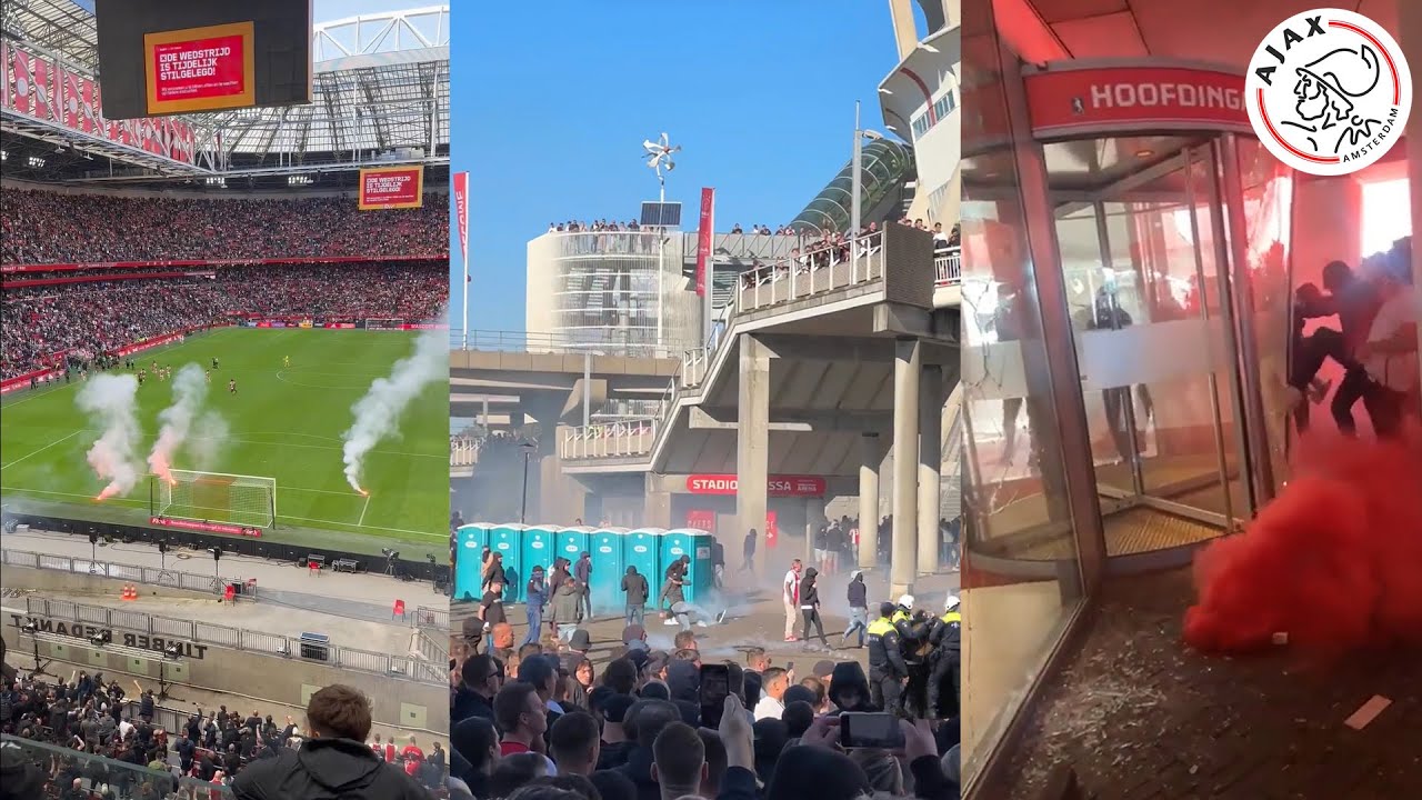 Ugly Scenes As Ajax Fans Riot In Their Own Stadium After Losing Against  Feyenoord - Youtube
