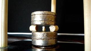Spinning levitating cube magnets with bismuth