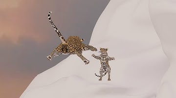 Creatures Animation WIP. Leopard with cub.