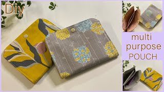 いろいろ使えるポーチ作り方How to Make Multi Purpose Pouch , Buttoned Pouch , easy sewing tutorials, diy