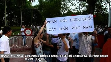 Vietnameses protested outside the Chinese embassy over maritime dispute in Hanoi, Vietnam
