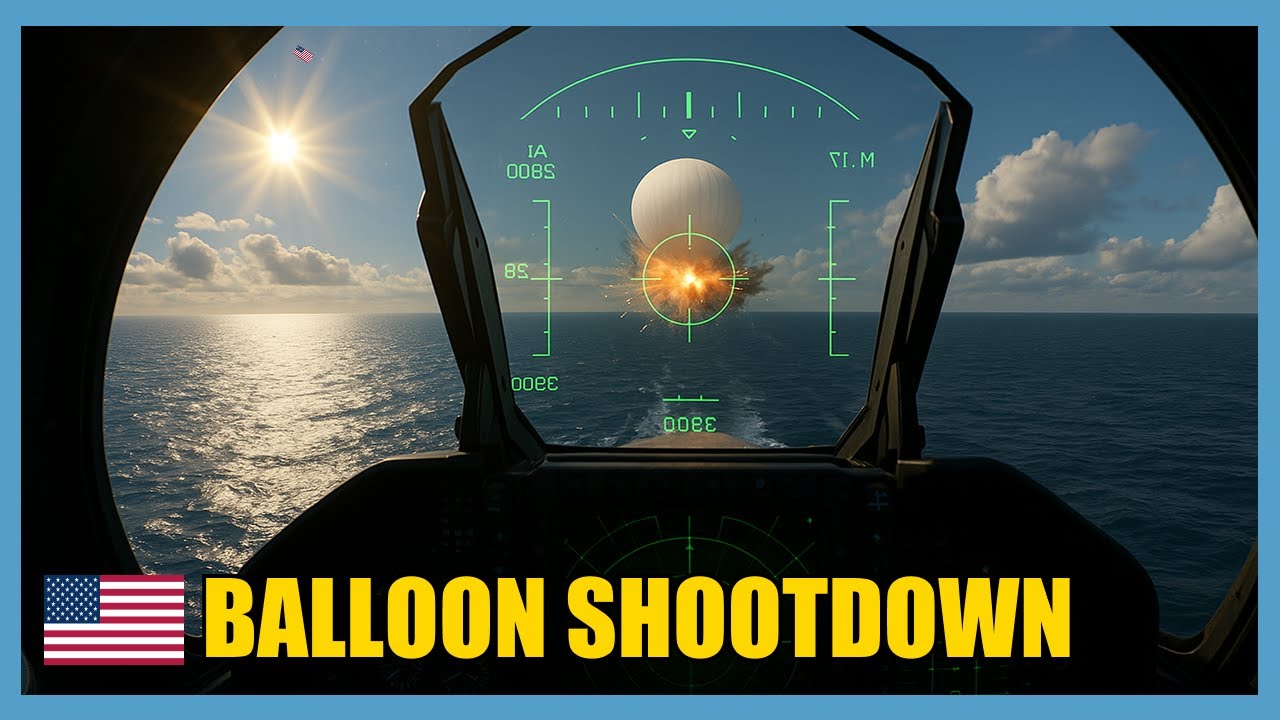 F-22 Raptor Shoots Down Chinese Spy Balloon Over Atlantic Ocean