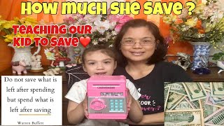 OPENING OUR DAUGHTER ATM PIGGY BANK FOR 1 YEAR *HOW MUCH SHE SAVE? /TEACHING KID TO SAVE #savings