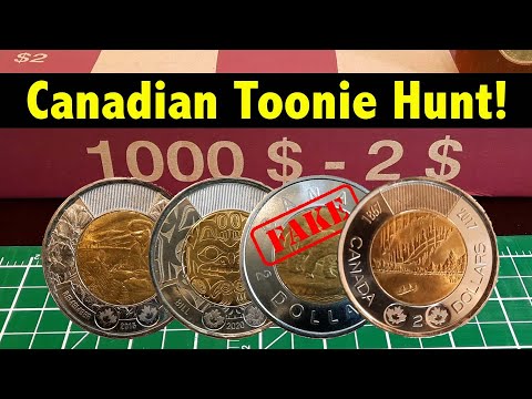 Coin Roll Hunting $1000 of Canadian $2 Toonies (Record Counterfeit Finds!)
