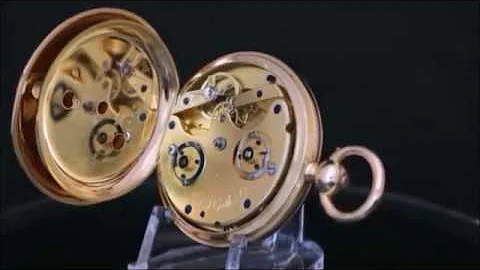 RARE ANTIQUE 18K GOLD 2-TRAIN 8-DAY POCKET WATCH C...