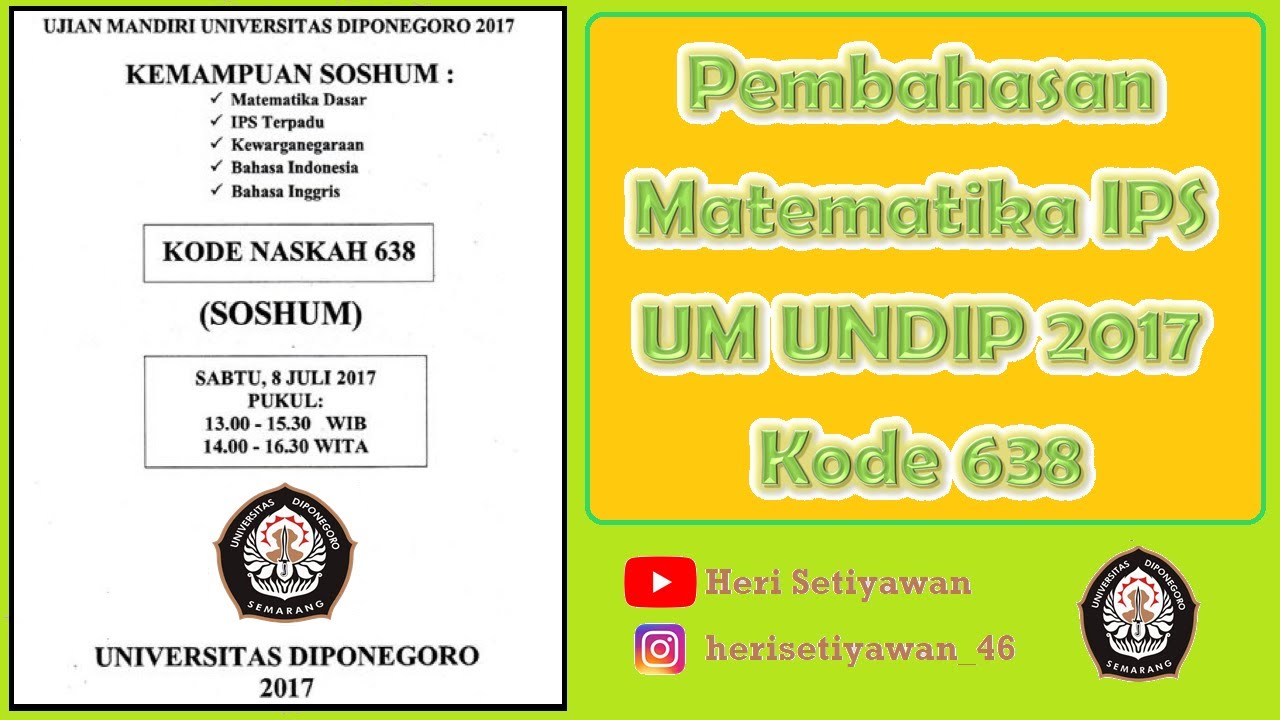 Pembahasan Matematika Dasar UM UNDIP 2017 Part 1 | Kemampuan SOSHUM ...