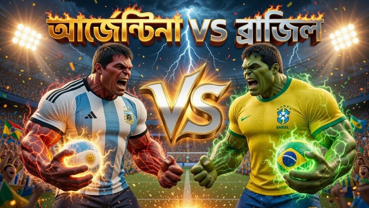 আর্জেন্টিনা VS ব্রাজিলের খেলা কে জিতবে?😱 হাল্কের ফুটবল ম্যাচ কে হবে আজকের উইনার 🤕#banglacomedy #ai 😥