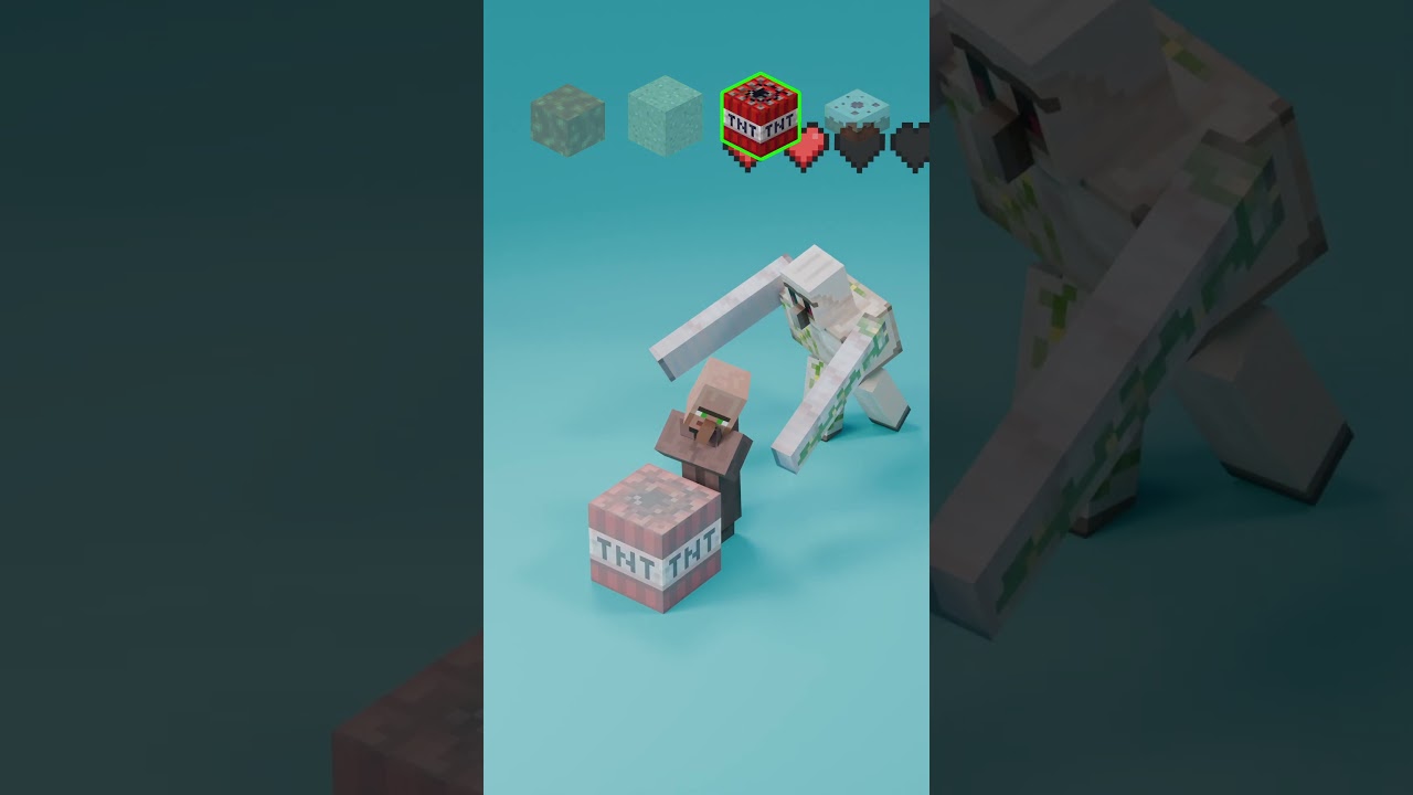 Minecraft Mobs vs Iron Golem The Hero Satisfying 3d Fluid and Cloth Simulation | Evil Villager!