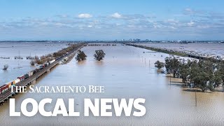 See Drone Video Of The Flooded Yolo Bypass Between West Sacramento And Davis