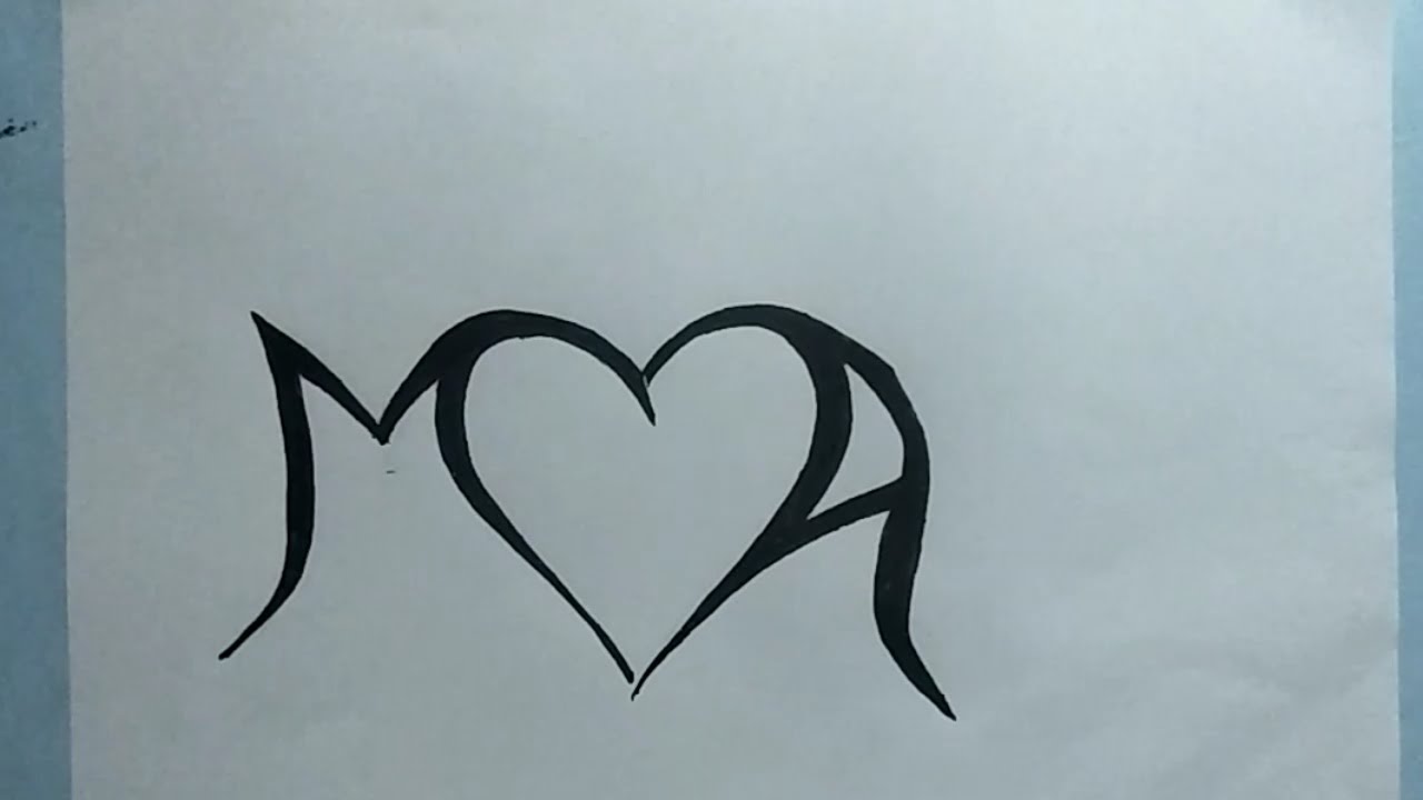 Combining Initials M and A with a Heart Design - YouTube