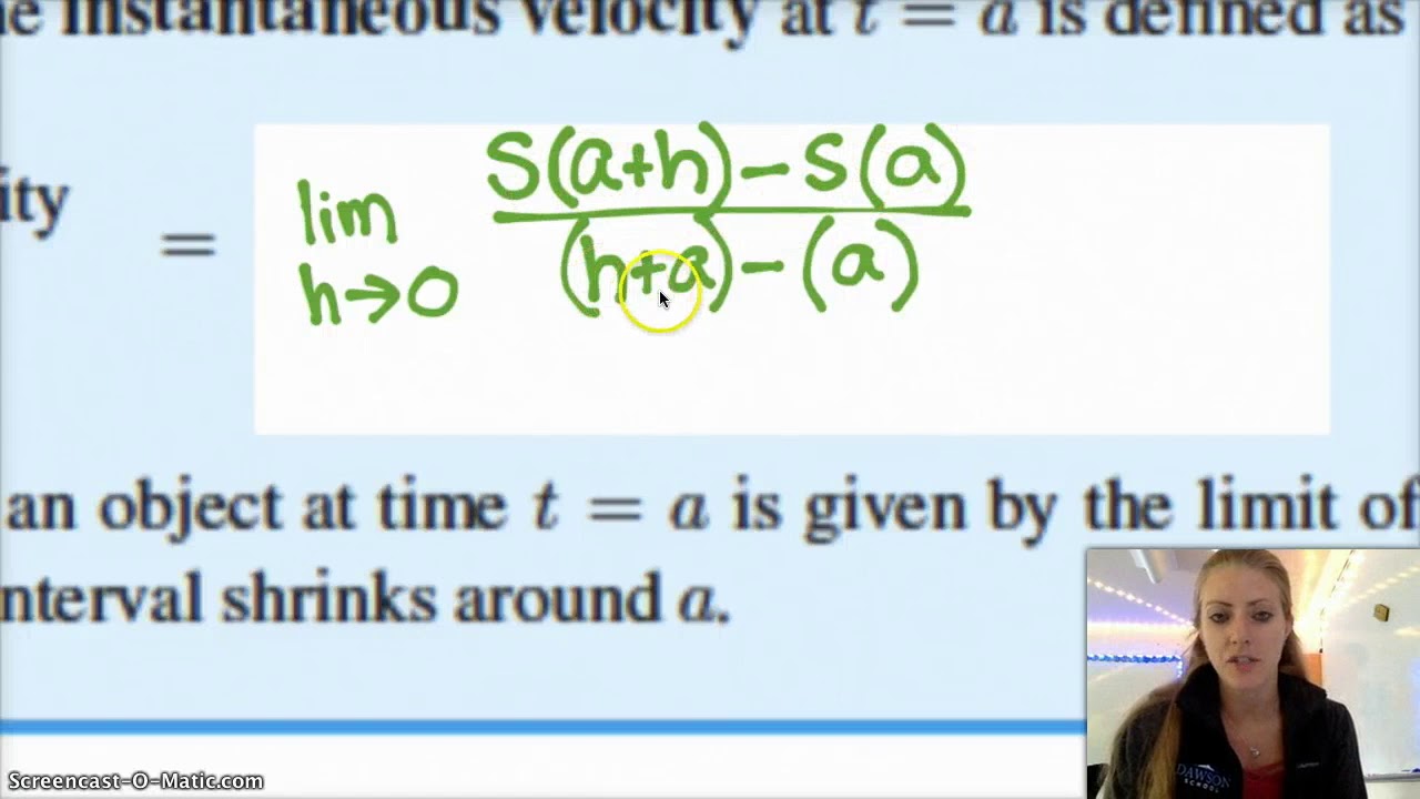 Intro To Calculus 2.1.2 Instantaneous and Average