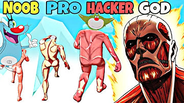 NOOB vs PRO vs HACKER vs GOD | In TITAN RUSH 3D | With OGGY AND JACK | Mobile Games |Funny| SOFTWARE