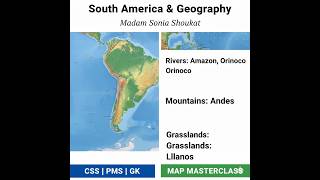 South America Continent Geography | Map Reading by Madam Sonia Shoukat | CSS, PMS, GK Class (2)