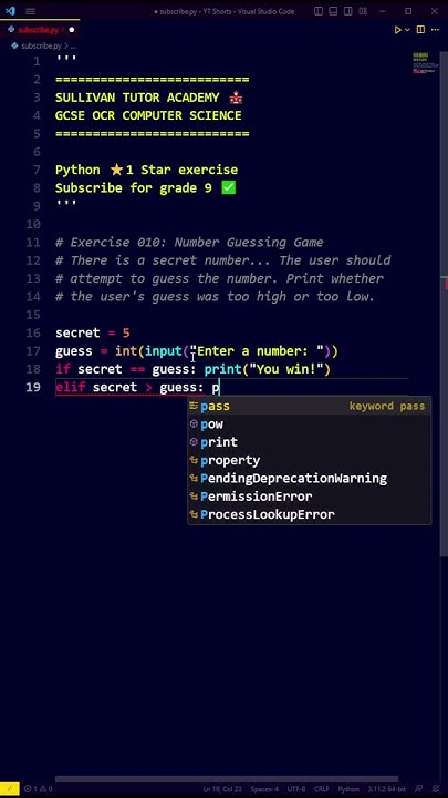 GUESSING GAME - Python GCSE (Beginner) - YouTube