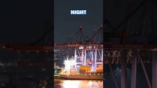Hamburger Hafen bei Nacht im Zeitraffer: Feederschiff Elbskipper am Burchardkai, shipspotting