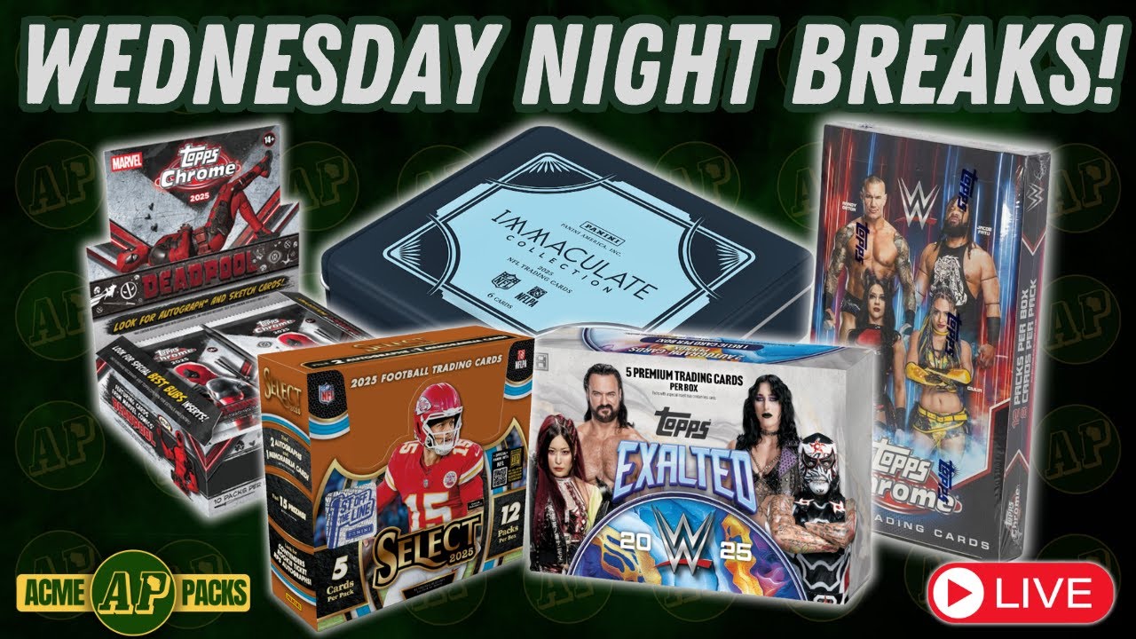 Wednesday Night Sports Card Breaks! IMMAC NFL, CHROME WWE FDI, & DEADPOOL!