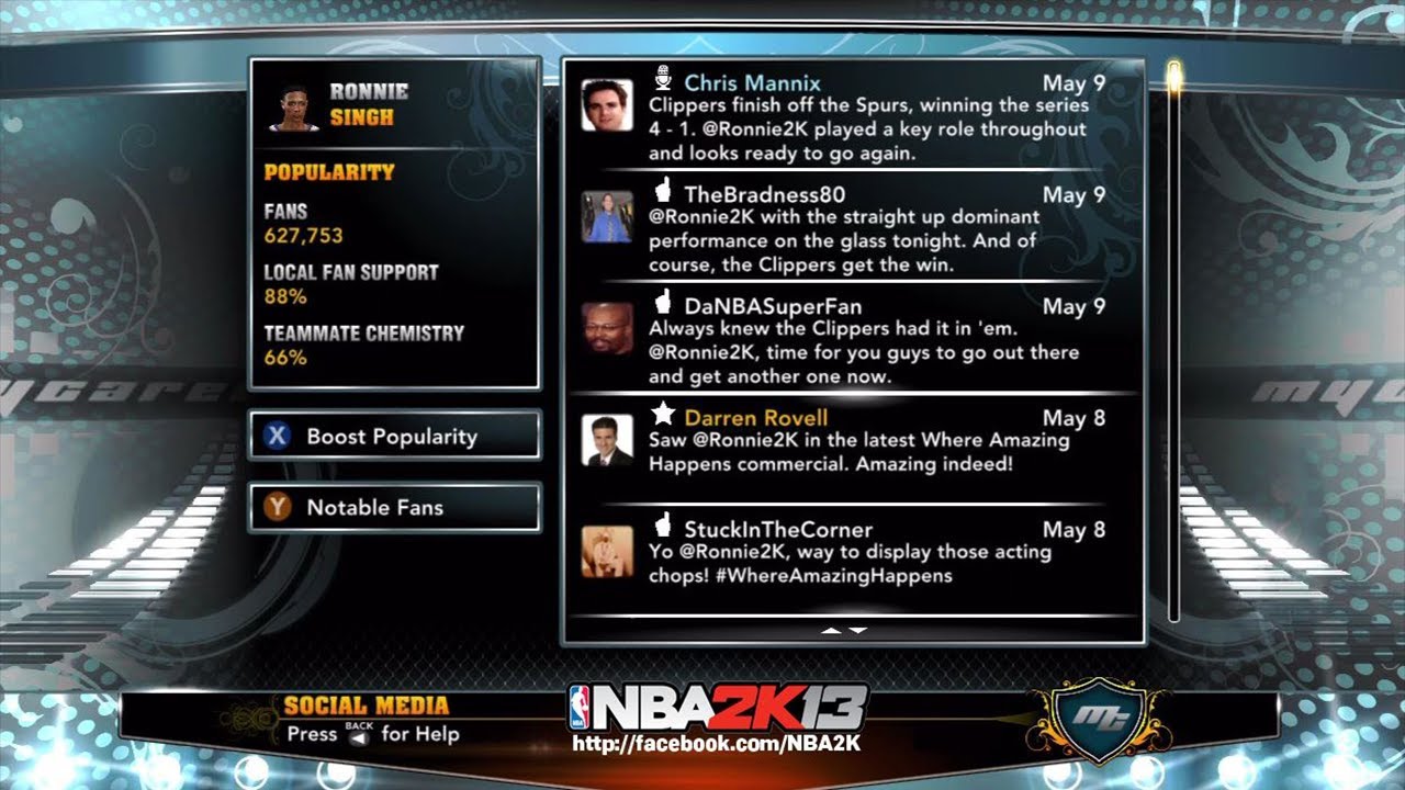 Fan support. NBA 2k13 MYCAREER.