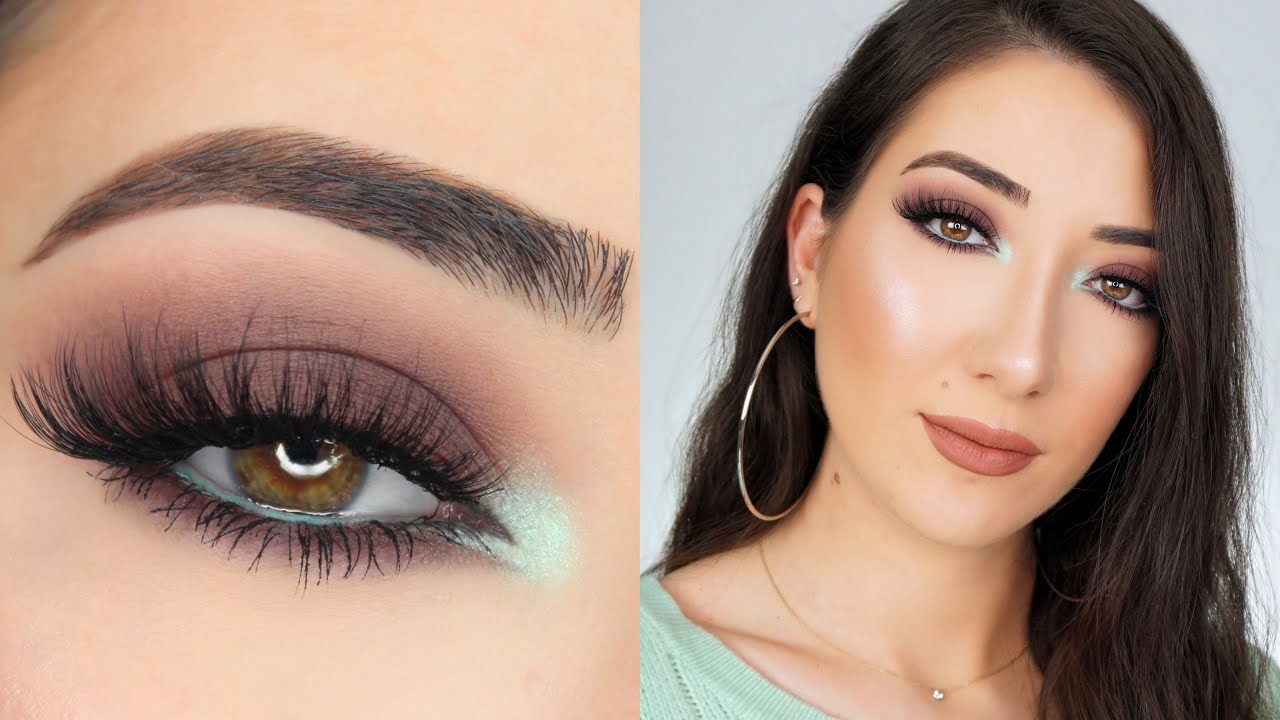 BROWN SMOKEY EYE WITH A POP OF TEAL MAKEUP TUTORIAL