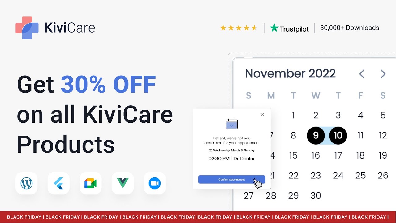 KiviCare Black Friday Offer - 30% OFF - Black Friday Deal for Professionals | Iqonic Design