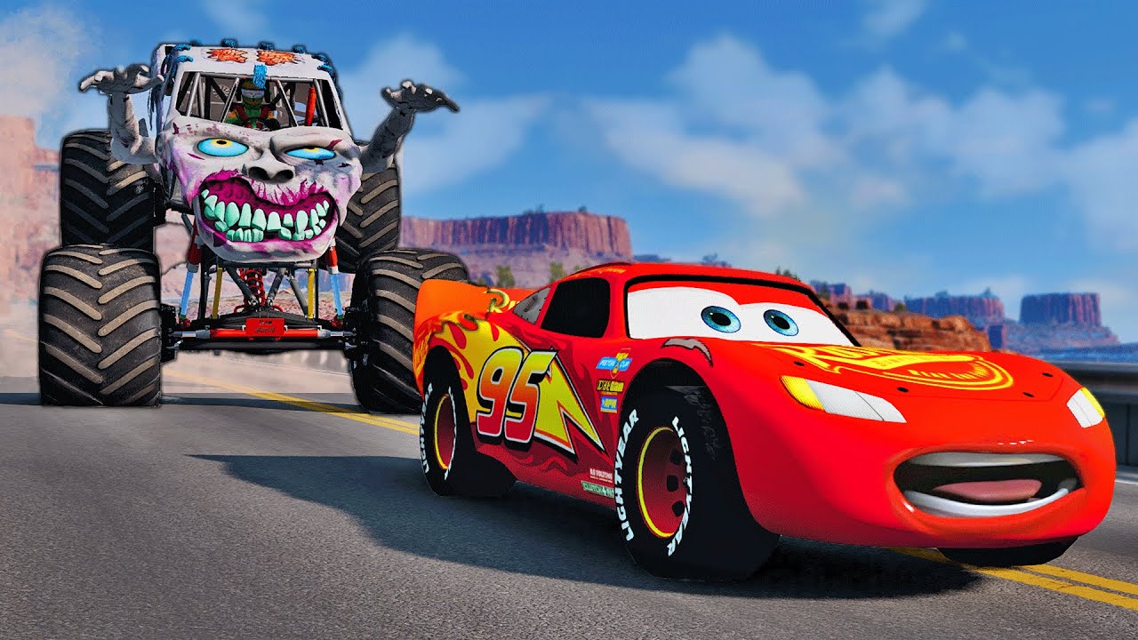 Lightning McQueen vs ZOMBIES Pixar cars Zombie apocalypse in BeamNG