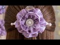 Simple DIY Tutorial Using Soft Ribbon Fabric Turn to Rose Ponytail Flower Hair Clips For Beginners