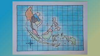 Cara menggambar peta ASEAN||gambar peta wilayah Asia tenggara