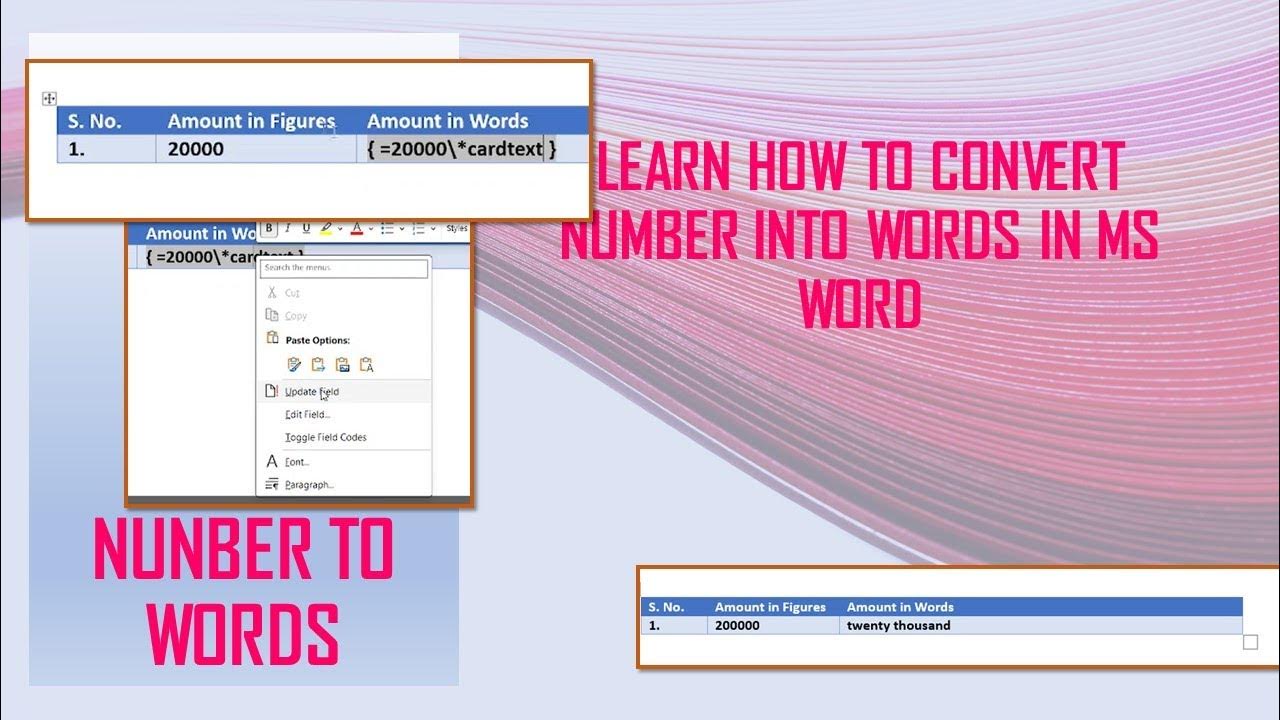How To Convert Number To Words in Microsoft word Document - YouTube