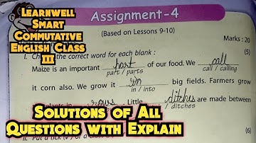 Assignment 4 Class 3 Solutions | Learnwell Smart Commutative English Class 3 All Question Answers