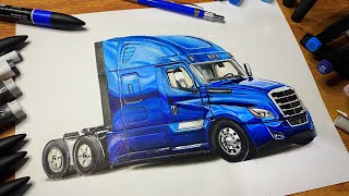 Drawing FREIGHTLINER Cascadia Semi Truck